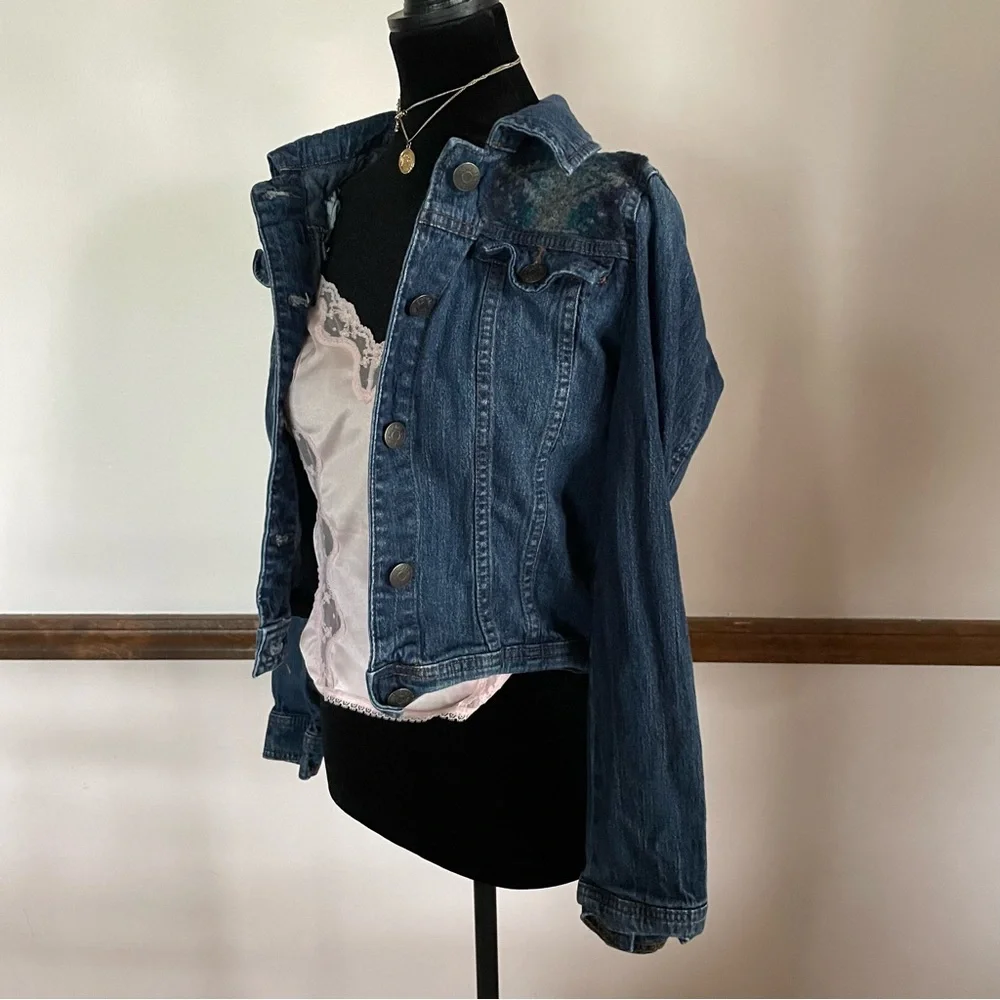 Vintage Southwestern Statement Jean Jacket Handmade Ranchcore Festival Women XS